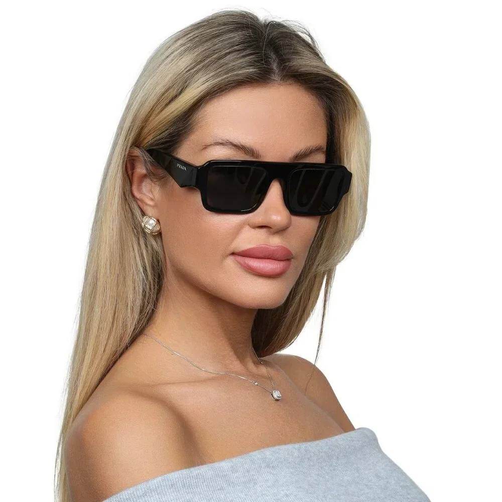 Prada Women Sunglasses Black Dark Grey Square PRA05S 16K08Z BRAND NEW - Picture 9 of 11